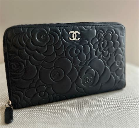 chanel camellia zip around wallet